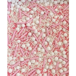 Posypka tort perełki dekoracja biało różowa mix 20g